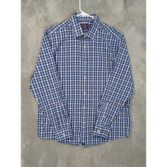 UNTUCKit Shirt Mens XL Blue Plaid Long Sleeve Button Up Cotton Artezin - Picture 1 of 9